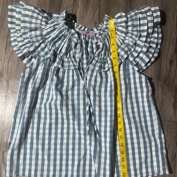 Buddy Love Blue Checkered Ruffle Blouse.100%Cotton.size. S - Picture 8 of 12